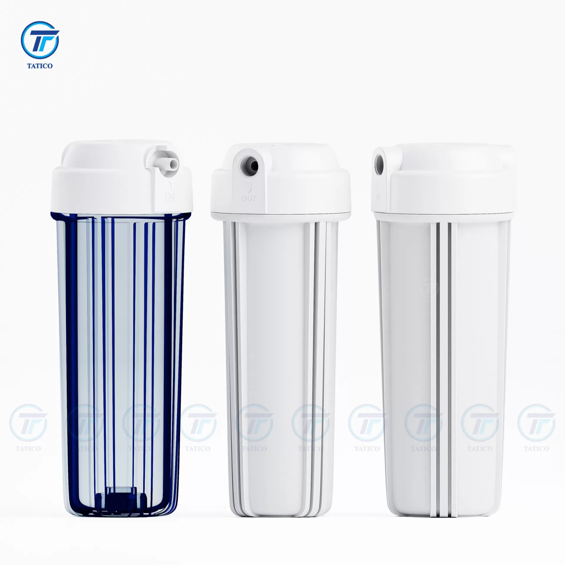 Bộ 3 cốc lọc nước 10 inch dạng organic (Trong - Trắng - Trắng)